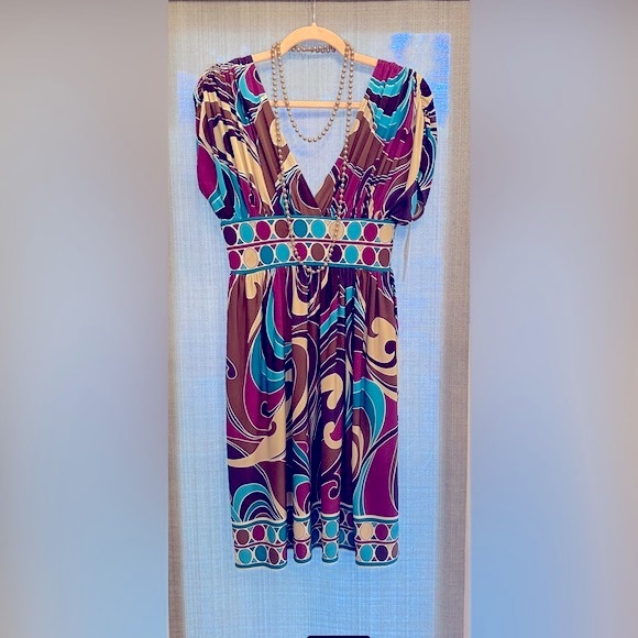 ⬇️✅MAGGY 60%Off🙃NWT LONDON DRESS Autumn Swirls, great Design - Picture 4 of 8